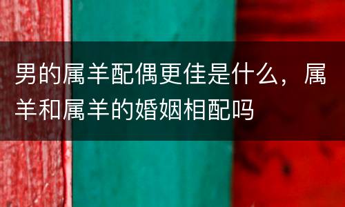 男的属羊配偶更佳是什么，属羊和属羊的婚姻相配吗