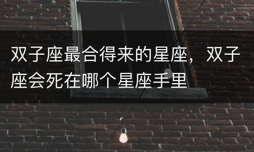 双子座最合得来的星座，双子座会死在哪个星座手里