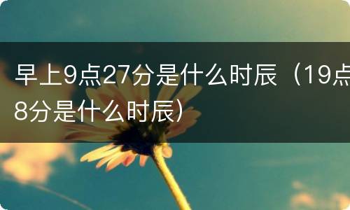 早上9点27分是什么时辰（19点8分是什么时辰）