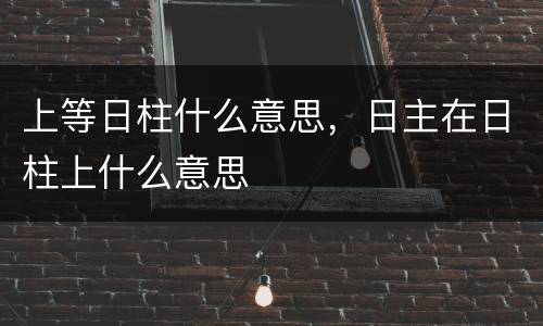 上等日柱什么意思，日主在日柱上什么意思