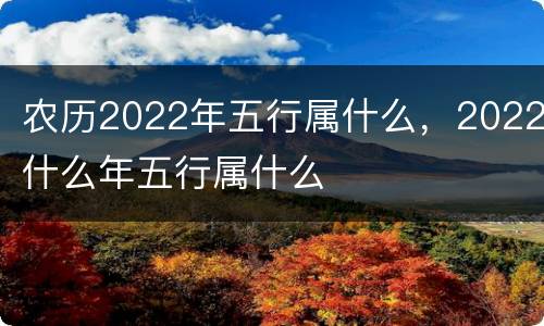 农历2022年五行属什么，2022什么年五行属什么