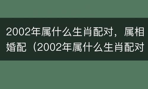2002年属什么生肖配对，属相婚配（2002年属什么生肖配对,属相婚配好不好）