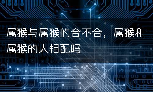 属猴与属猴的合不合，属猴和属猴的人相配吗