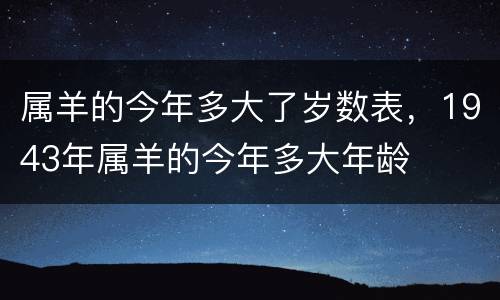 属羊的今年多大了岁数表，1943年属羊的今年多大年龄