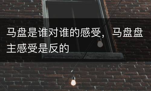 马盘是谁对谁的感受，马盘盘主感受是反的