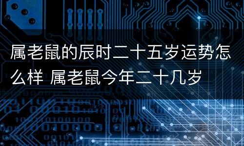 属老鼠的辰时二十五岁运势怎么样 属老鼠今年二十几岁