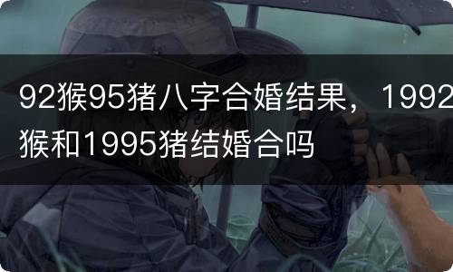92猴95猪八字合婚结果，1992猴和1995猪结婚合吗