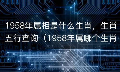 1958年属相是什么生肖，生肖五行查询（1958年属哪个生肖）