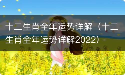 十二生肖全年运势详解（十二生肖全年运势详解2022）