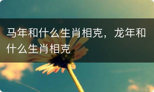 马年和什么生肖相克，龙年和什么生肖相克