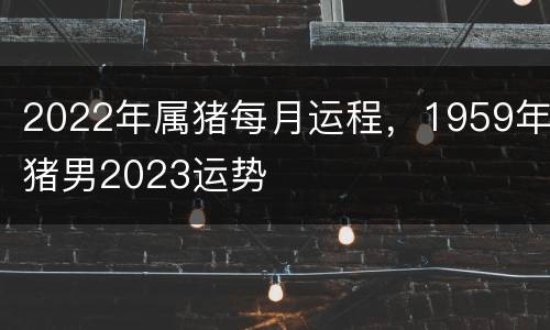 2022年属猪每月运程，1959年猪男2023运势