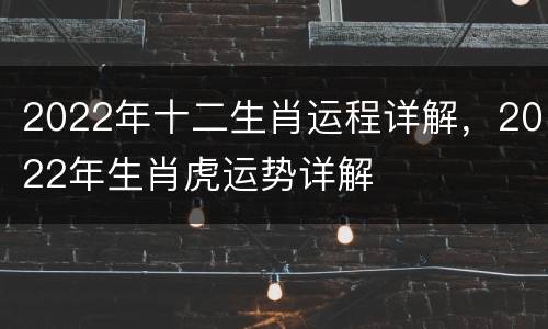 2022年十二生肖运程详解，2022年生肖虎运势详解