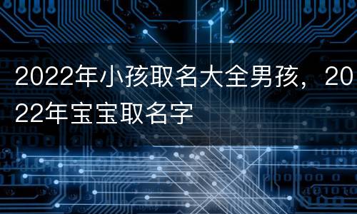 2022年小孩取名大全男孩，2022年宝宝取名字