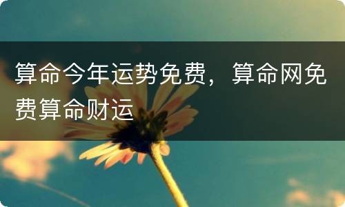 算命今年运势免费，算命网免费算命财运