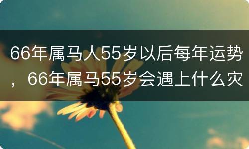 66年属马人55岁以后每年运势，66年属马55岁会遇上什么灾难