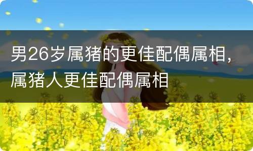 男26岁属猪的更佳配偶属相，属猪人更佳配偶属相