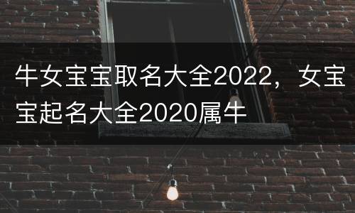 牛女宝宝取名大全2022，女宝宝起名大全2020属牛