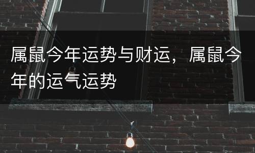 属鼠今年运势与财运，属鼠今年的运气运势