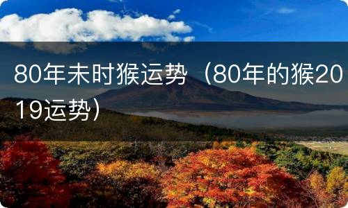 80年未时猴运势（80年的猴2019运势）