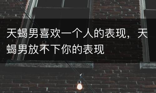 天蝎男喜欢一个人的表现，天蝎男放不下你的表现