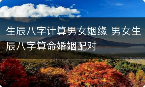 生辰八字计算男女姻缘 男女生辰八字算命婚姻配对