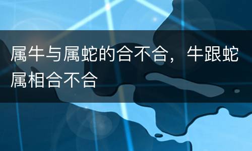 属牛与属蛇的合不合，牛跟蛇属相合不合