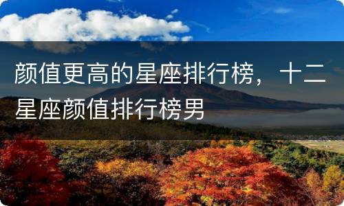 颜值更高的星座排行榜，十二星座颜值排行榜男