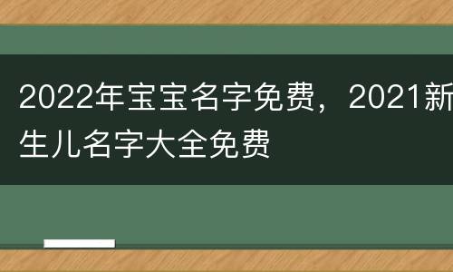 2022年宝宝名字免费，2021新生儿名字大全免费
