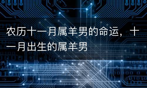 农历十一月属羊男的命运，十一月出生的属羊男