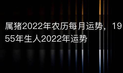 属猪2022年农历每月运势，1955年生人2022年运势