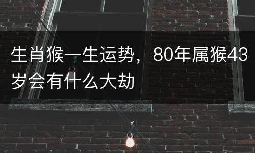 生肖猴一生运势，80年属猴43岁会有什么大劫