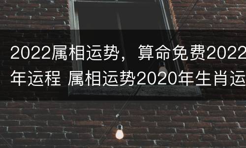 2022属相运势，算命免费2022年运程 属相运势2020年生肖运程每月免费