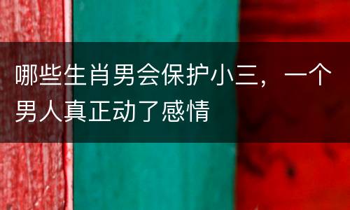 哪些生肖男会保护小三，一个男人真正动了感情