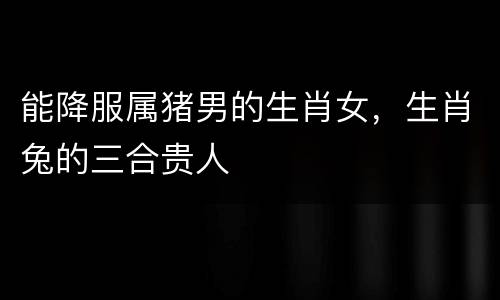 能降服属猪男的生肖女，生肖兔的三合贵人