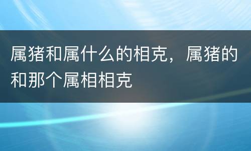 属猪和属什么的相克，属猪的和那个属相相克