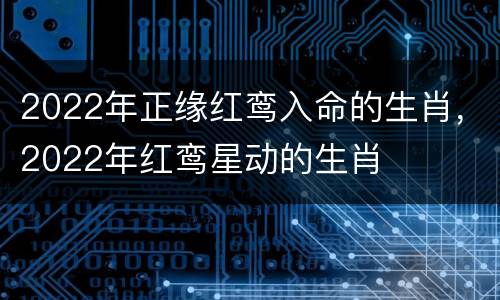 2022年正缘红鸾入命的生肖，2022年红鸾星动的生肖