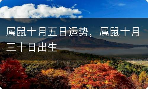 属鼠十月五日运势，属鼠十月三十日出生