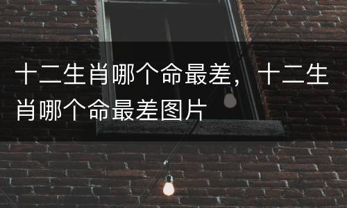 十二生肖哪个命最差，十二生肖哪个命最差图片