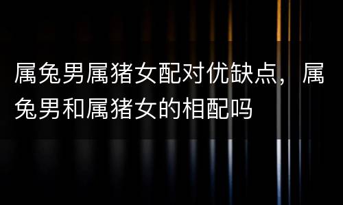 属兔男属猪女配对优缺点，属兔男和属猪女的相配吗