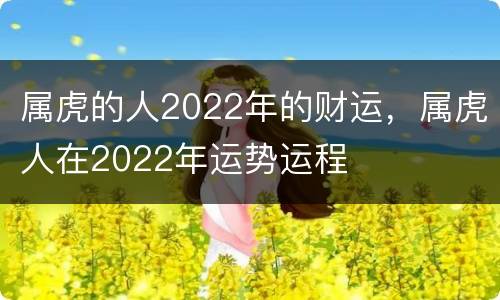 属虎的人2022年的财运，属虎人在2022年运势运程