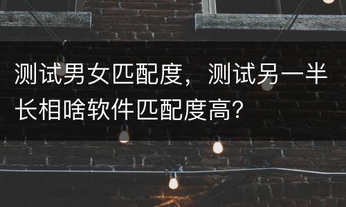 测试男女匹配度，测试另一半长相啥软件匹配度高？