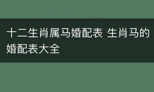 十二生肖属马婚配表 生肖马的婚配表大全