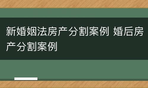 新婚姻法房产分割案例 婚后房产分割案例