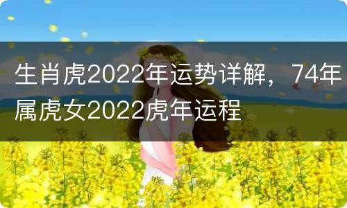生肖虎2022年运势详解，74年属虎女2022虎年运程