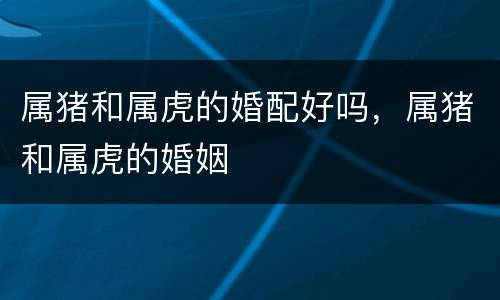 属猪和属虎的婚配好吗，属猪和属虎的婚姻