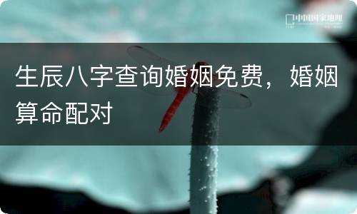 生辰八字查询婚姻免费，婚姻算命配对