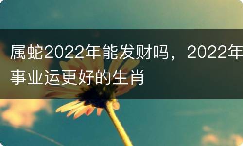 属蛇2022年能发财吗，2022年事业运更好的生肖