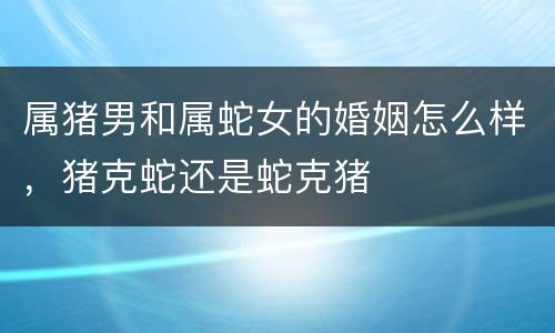 属猪男和属蛇女的婚姻怎么样，猪克蛇还是蛇克猪
