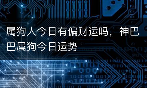 属狗人今日有偏财运吗，神巴巴属狗今日运势