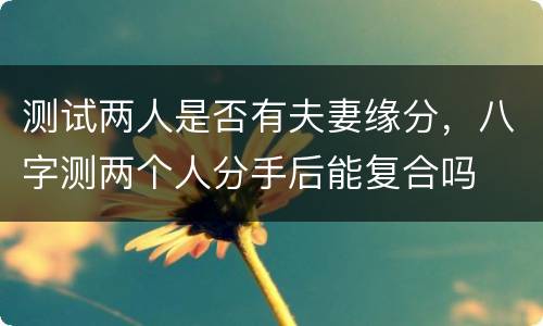 测试两人是否有夫妻缘分，八字测两个人分手后能复合吗